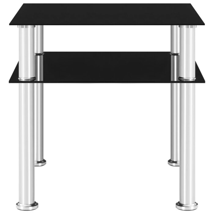 Table d'appoint Noir 45x50x45 cm Verre trempé – Image 2