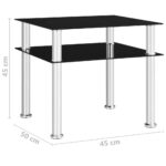 Table d'appoint Noir 45x50x45 cm Verre trempé – Image 5