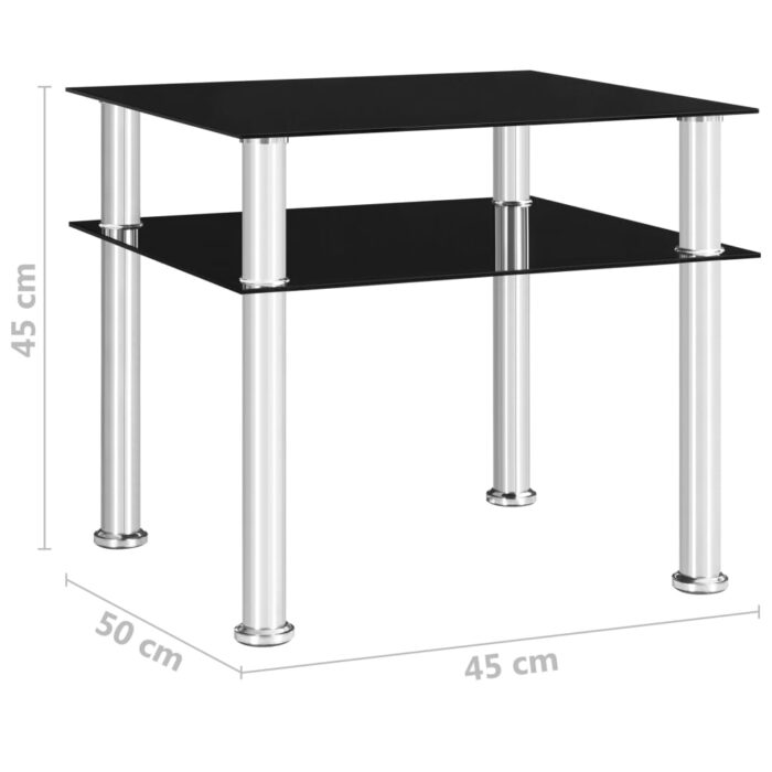 Table d'appoint Noir 45x50x45 cm Verre trempé – Image 5