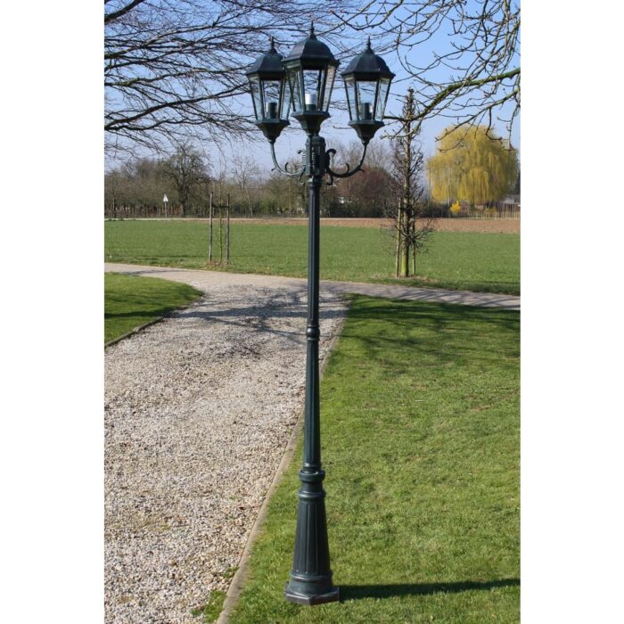 Lampadaire de jardin 3 bras 230 cm Vert foncé/Noir Aluminium – Image 1