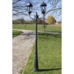 Lampadaire de jardin 2 bras 230 cm Vert foncé/Noir Aluminium