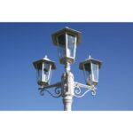 Lampadaire de jardin 3 bras 215 cm Blanc Aluminium – Image 2