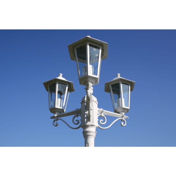Lampadaire de jardin 3 bras 215 cm Blanc Aluminium – Image 2