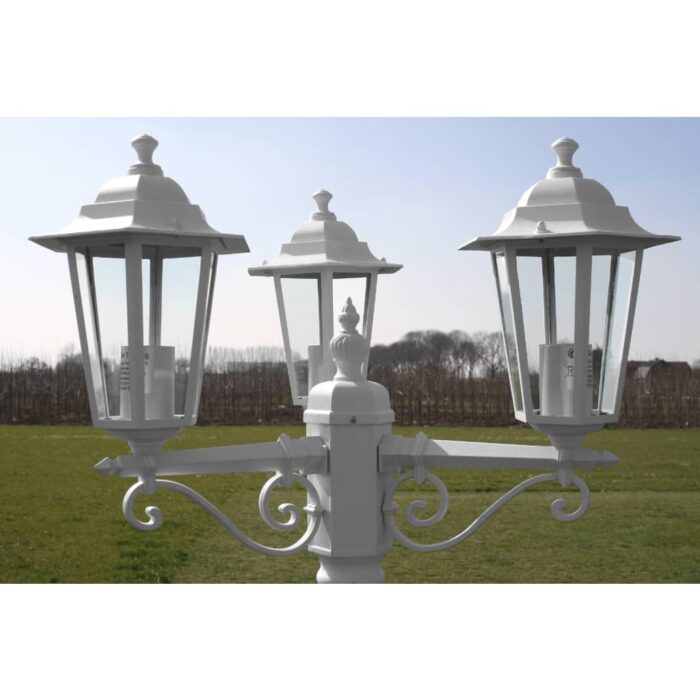 Lampadaire de jardin 3 bras 215 cm Blanc Aluminium – Image 5