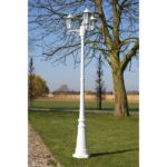 Lampadaire de jardin 3 bras 215 cm Blanc Aluminium