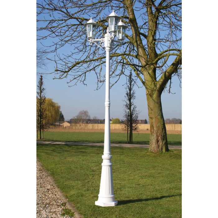 Lampadaire de jardin 3 bras 215 cm Blanc Aluminium – Image 1