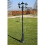 Lampadaire de jardin 3 bras 215 cm Vert foncé/Noir Aluminium