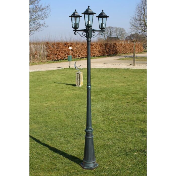 Lampadaire de jardin 3 bras 215 cm Vert foncé/Noir Aluminium – Image 1