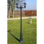 Lampadaire de jardin 2 bras 215 cm Vert foncé/Noir Aluminium