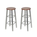 Tabouret de bar lot de 2 métal avec siège en MDF