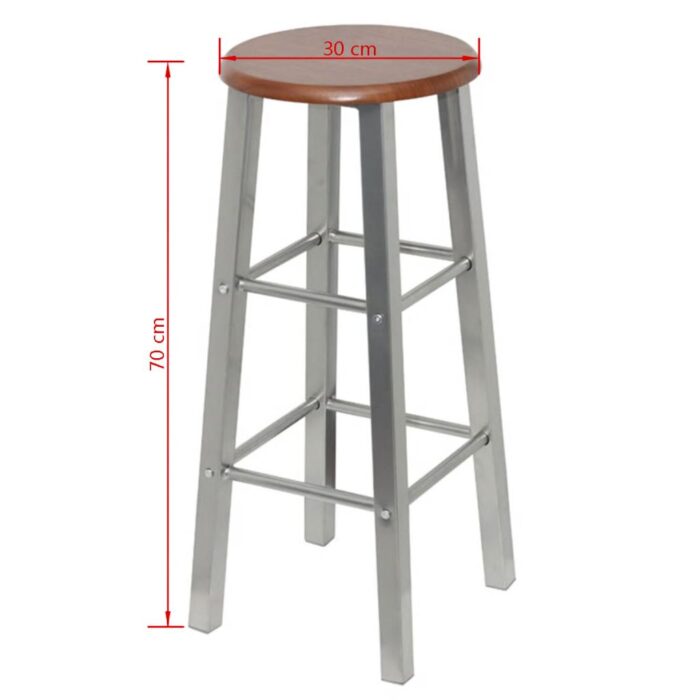 Tabouret de bar lot de 2 métal avec siège en MDF – Image 3