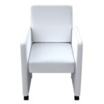 Chaises à manger lot de 4 blanc similicuir – Image 2