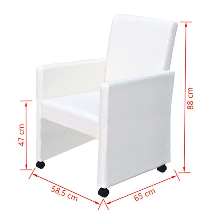 Chaises à manger lot de 4 blanc similicuir – Image 6