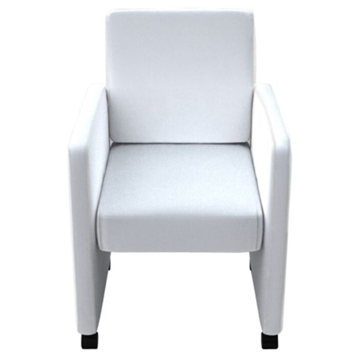 Chaises à manger lot de 6 blanc similicuir – Image 2