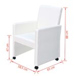 Chaises à manger lot de 6 blanc similicuir – Image 6