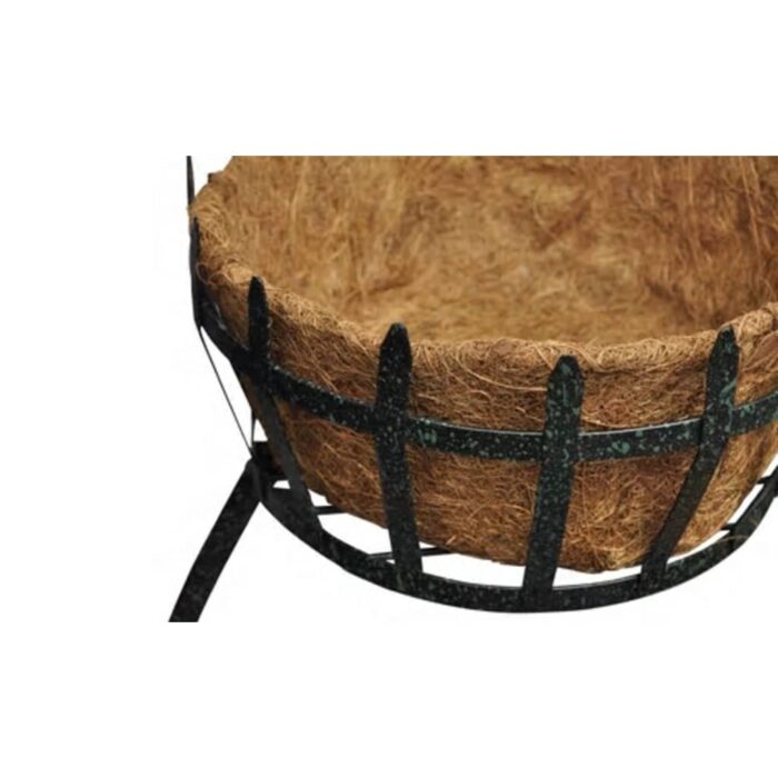 Panier à fleurs suspendu en fibre de coco avec LED solaire – Image 2