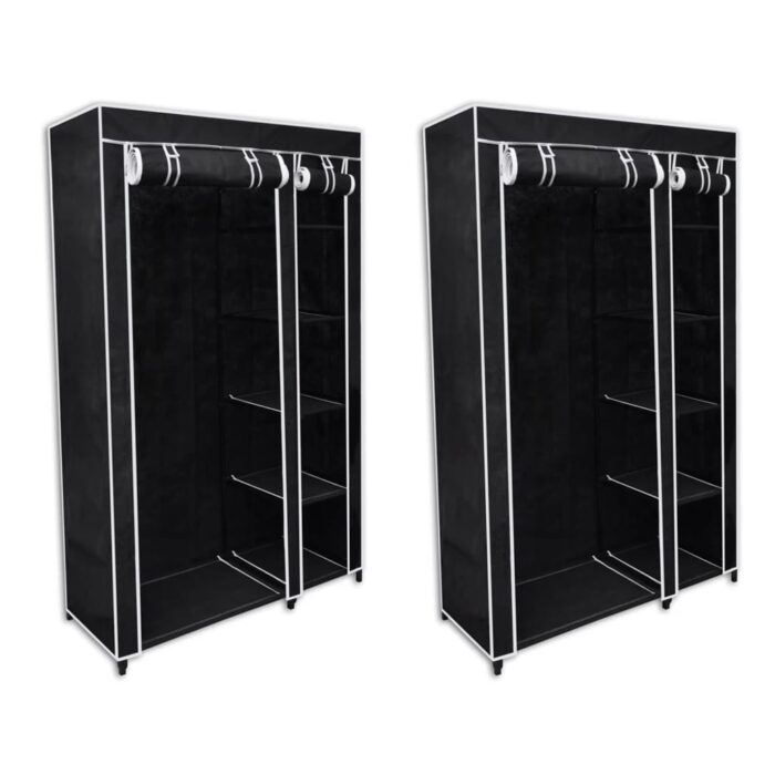 Garde-robe en tissu 2 pcs Noir – Image 1