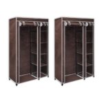 Garde-robe en tissu 2 pcs Marron