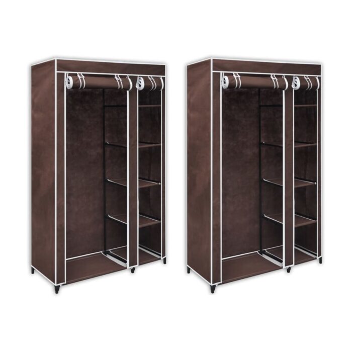 Garde-robe en tissu 2 pcs Marron – Image 1