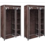 Garde-robe en tissu 2 pcs Marron – Image 7