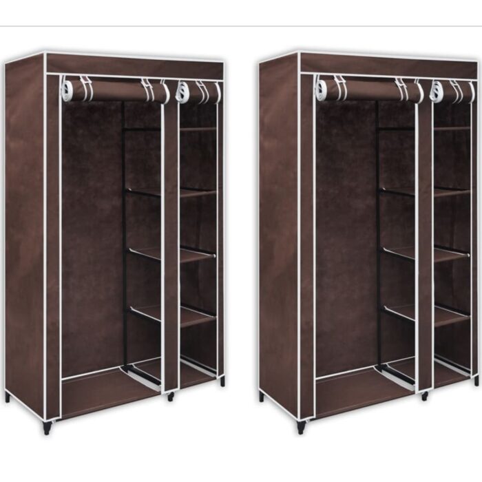 Garde-robe en tissu 2 pcs Marron – Image 7