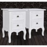 Table de chevet 2 pcs avec 2 tiroirs MDF Blanc – Image 2