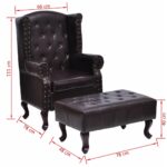 Fauteuil avec repose-pied Marron foncé Similicuir – Image 4