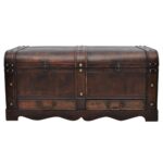 Coffre de rangement en bois Large Noir – Image 2