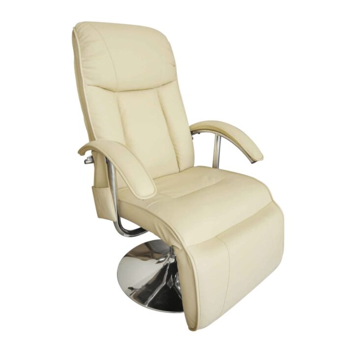 Fauteuil de massage blanc crème similicuir – Image 1