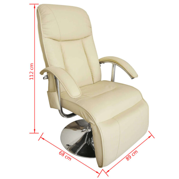 Fauteuil de massage blanc crème similicuir – Image 2