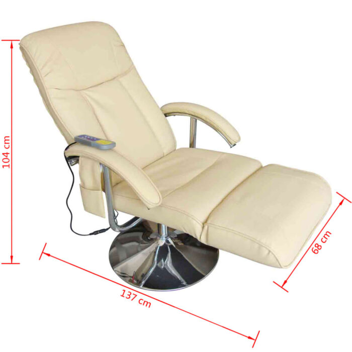 Fauteuil de massage blanc crème similicuir – Image 3
