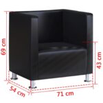 Fauteuil cube noir similicuir – Image 3