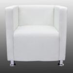 Fauteuil cube blanc simili cuir – Image 2