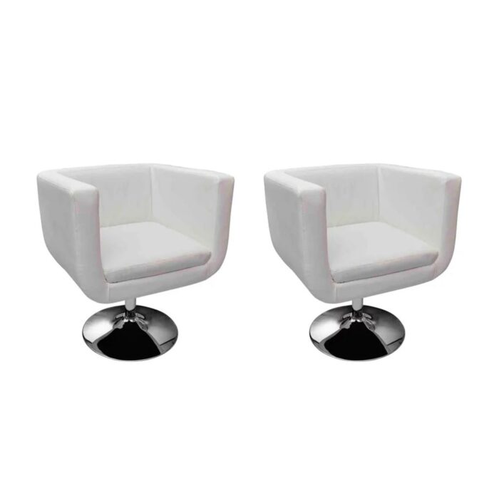 Chaises de bar lot de 2 blanc similicuir – Image 1