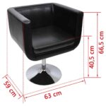 Chaise de bar lot de 2 cuir artificiel noir – Image 3