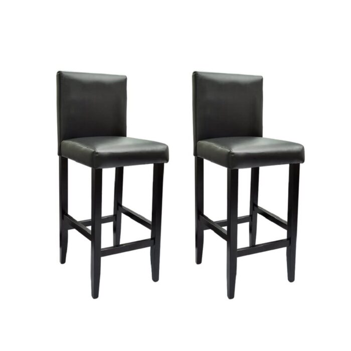Tabourets de bar lot de 2 noir similicuir – Image 1