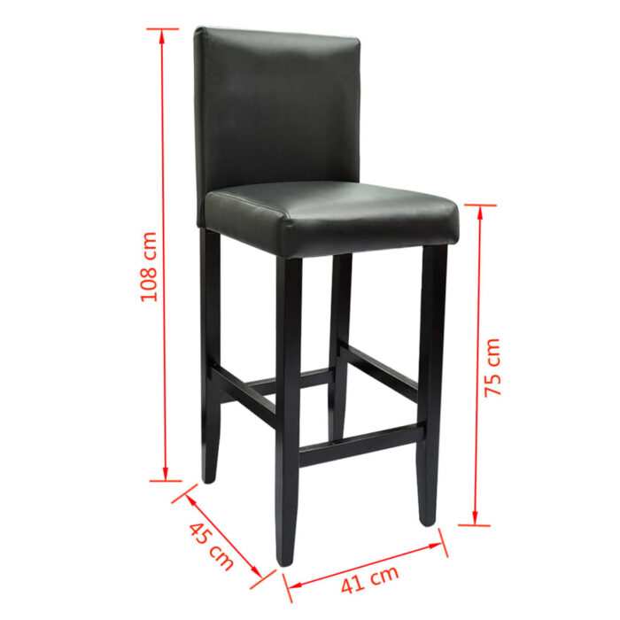 Tabourets de bar lot de 2 noir similicuir – Image 4