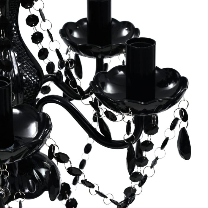 Lustre avec 5 ampoules Crystal noir – Image 3