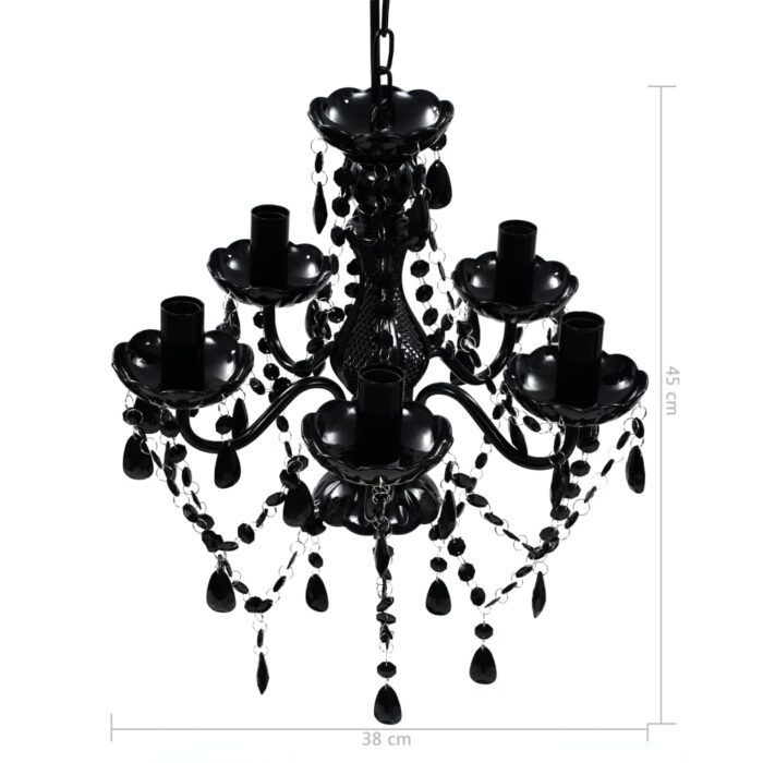 Lustre avec 5 ampoules Crystal noir – Image 7