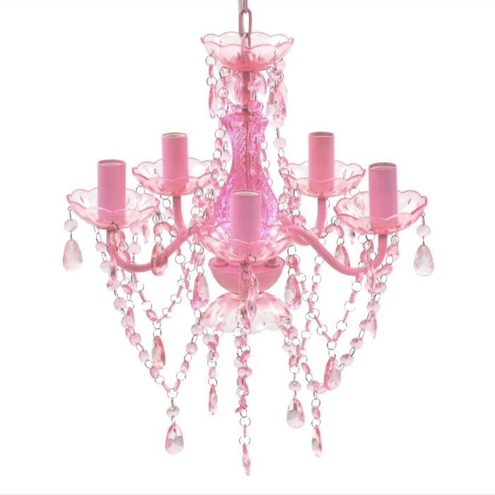 VXL8718475842224_a_en_hd_1.jpg Lustre avec 5 ampoules Crystal rose – Image 1