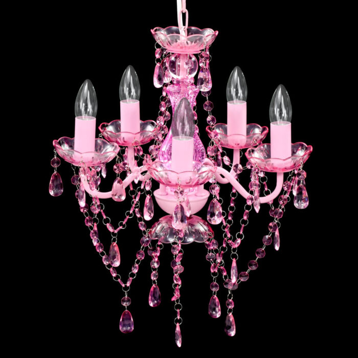 Lustre avec 5 ampoules Crystal rose – Image 2