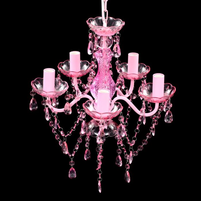 Lustre avec 5 ampoules Crystal rose – Image 3