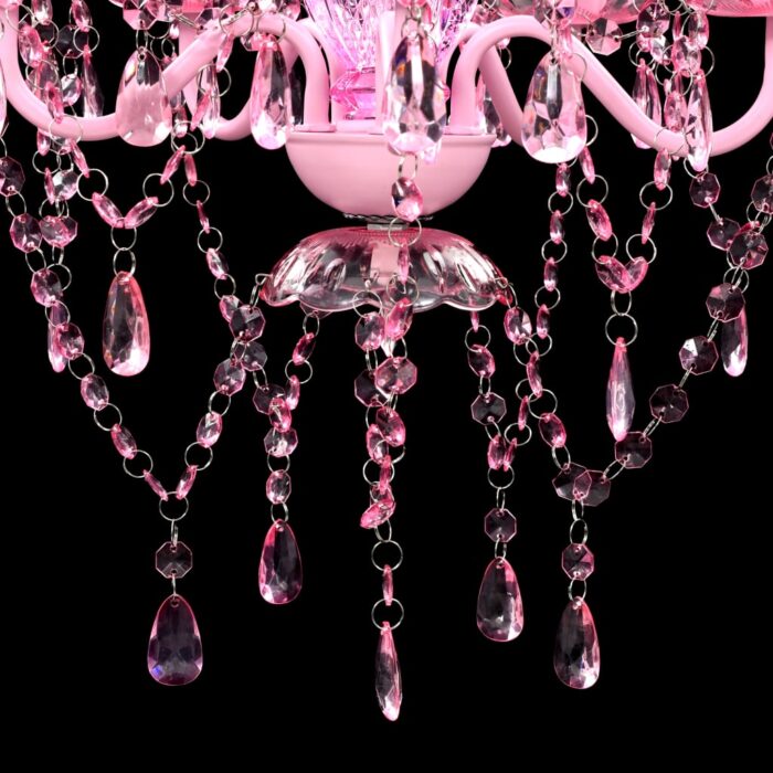 Lustre avec 5 ampoules Crystal rose – Image 4