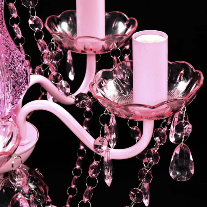 Lustre avec 5 ampoules Crystal rose – Image 5
