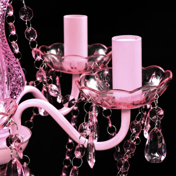 Lustre avec 5 ampoules Crystal rose – Image 6