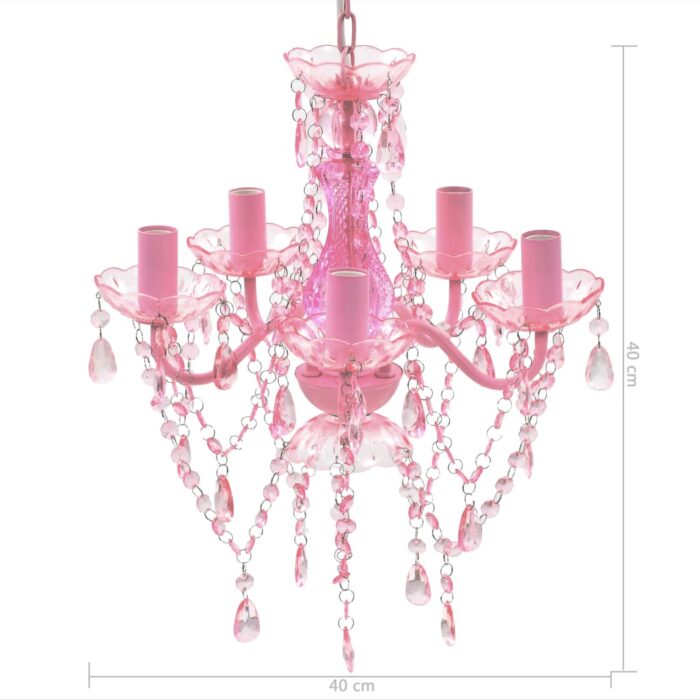 Lustre avec 5 ampoules Crystal rose – Image 8