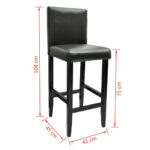 Tabourets de bar lot de 4 noir similicuir – Image 3