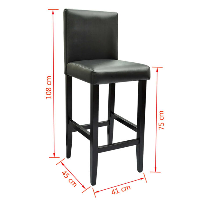 Tabourets de bar lot de 4 noir similicuir – Image 3