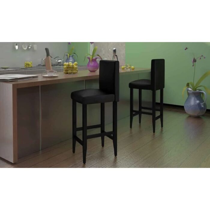 Tabourets de bar lot de 4 noir similicuir – Image 1