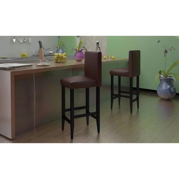 Tabourets de bar lot de 4 marron foncé similicuir – Image 1